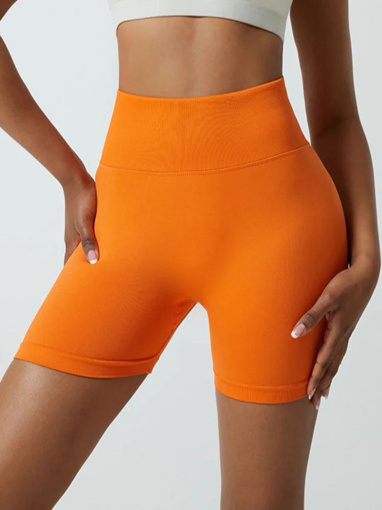 Sexy Solid Seamless High Waist Peach Fitness Yoga Shorts Women Hip Lifting Sports Tight Shorts